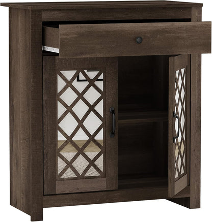 Galano Millicent Accent Cabinet, Storage Cabinet with Drawer, Buffet Cabinet with Storage for Kitchen, Living Room, 15.67" D x 30.94" W x 35.43" H, Dark Dusty Oak