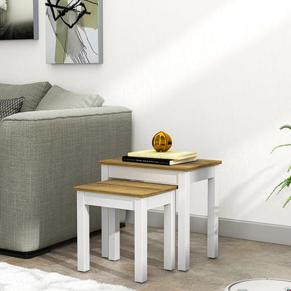 Galano Sufy Nest of 2 Tables Unit - Modern Sofa Side Table for Living Room - Small and Light Multilevel Coffee Table Set - ‎33 x 48 x 46.5 cm - White