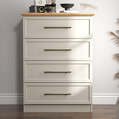 Galano Cleverton 4 Drawer Chest - Chest of Drawers with Storage for Bedroom - Closet Organizers and Storage Cabinet for Hallway, Entryway (Light Grey/Oak)