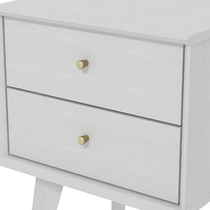 Galano Abby Bedside Table - Stylish 2 Drawer Bedside - Side Table with Storage - Storage Cabinet for Hallway - Entryway or Bedroom (Light Grey/Oak)