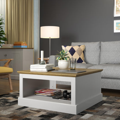 Galano Sufy Square Coffee Table - Engineered Wood Storage Cabinet, Square Living Room Table with Storage - D79 x W79 x H41cm (Light Grey)