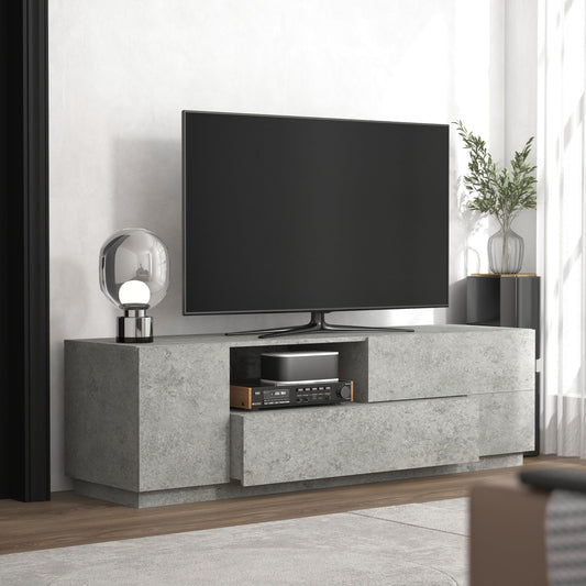 Galano Paxton TV-Einheit, Entertainment-Center für bis zu 60 Zoll große Fernseher, TV-Ständerschrank für das Wohnzimmer, großer Stauraum (Beton)