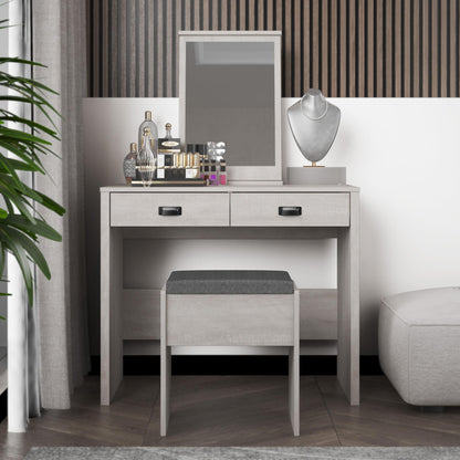 Galano Bristol Dressing Table with Mirror and Cushioned Stool - Bedroom Large Vanity Makeup Table with Drawer Storage – Console Table for Home Hallway and Living (Bristol)