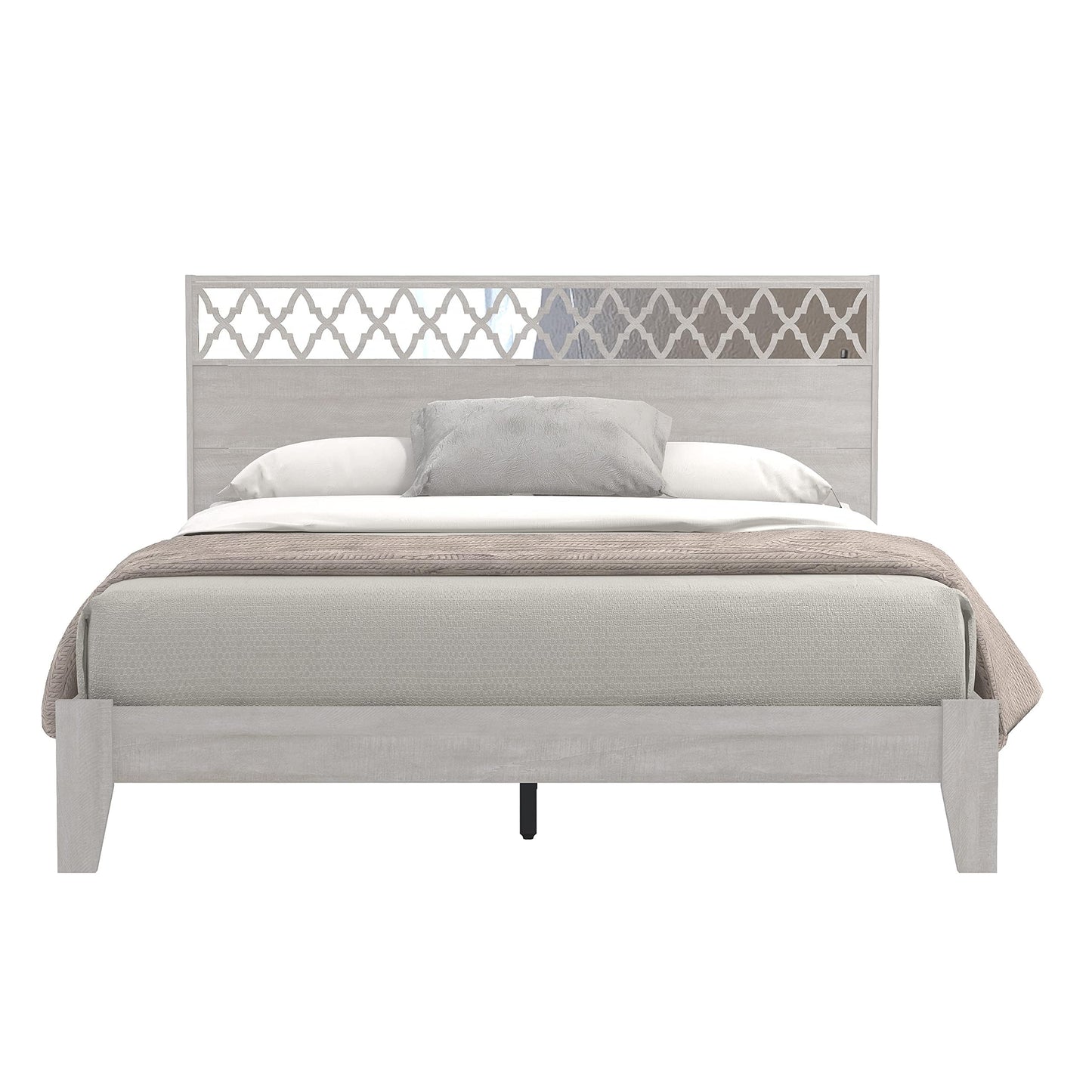 Galano Aideliz Queen Bed Frame with Headboard, Mattress Foundation with Wooden Slats Support, No Box Spring Needed, 64.17" L x 85.31" W x 40.16" H, Dusty Grey Oak