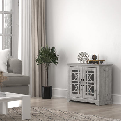 Galano Isadora Accent Cabinet, Accent Furniture, Storage Cabinet for Living Room, Hallway, Kitchen, Buffet Table, 15.67" D x 32.36" W x 29.29" H, Mexican Grey