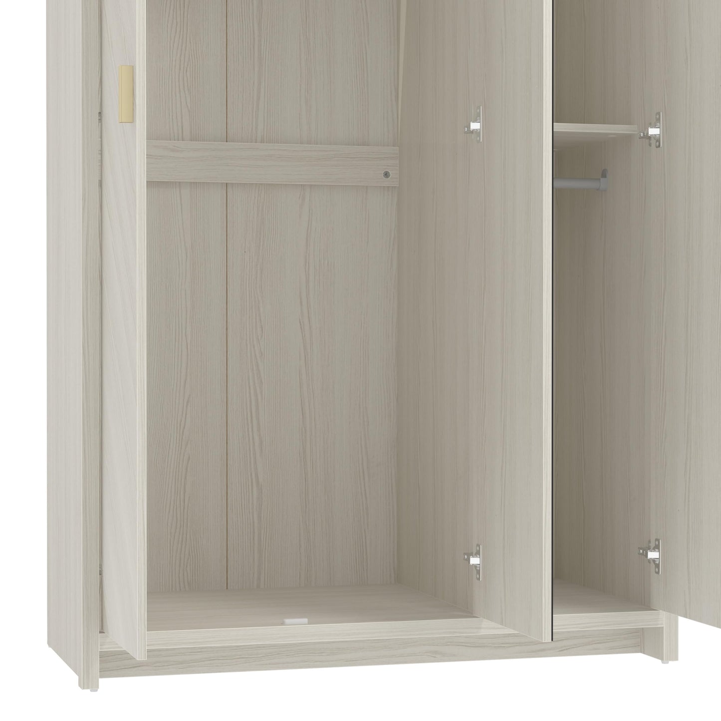 Galano Bonny 2 Door Wardrobe with Mirror - Stylish & Sturdy Wardrobe with Bar Gold Handle - Bedroom Furniture Unit with Hanging Rail Storage (New White)