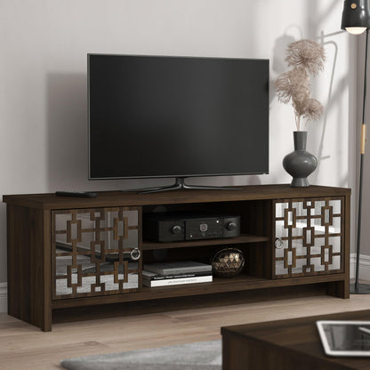 Galano Mollison 2 Door TV Unit, Entertainment Centre for up to 60 inch TV, TV Stand Cabinet for Living Room, Large Storage (Royal Walnut)