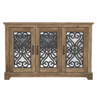 Galano Calidia 3 Door Sideboard Buffet Cabinet for Living Room, 15.7" D x 45.7" W x 29.3" H, Knotty Oak