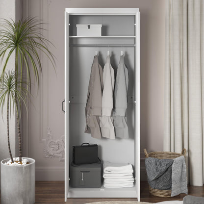 Galano Allington 2 Door Wardrobe with Mirror - Stylish & Sturdy Wardrobe - Bedrrom Furniture with Hanging Rail Storage (Light Green)