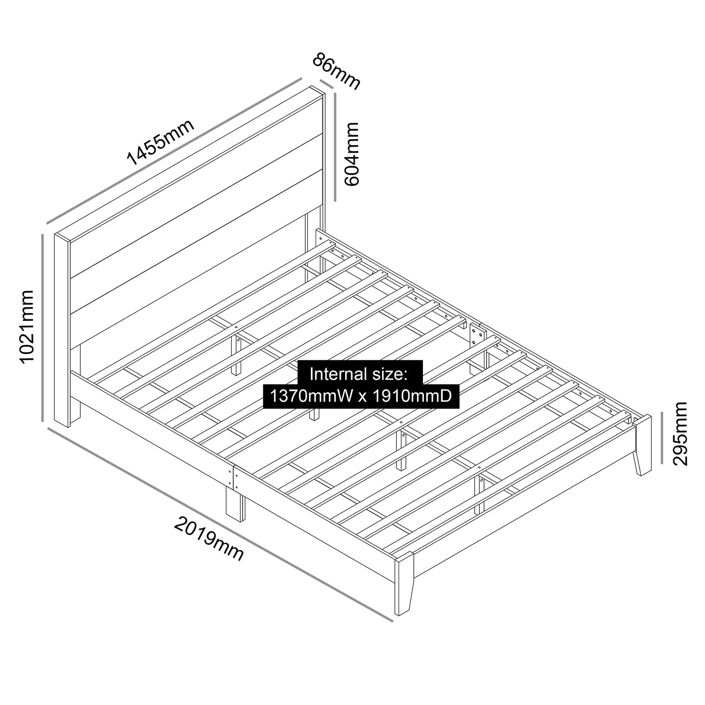 Galano Fiosoa Double Bed - Stylish Fishbone Design Bedframe with Headboard - Sturdy Bedframe for Adult with Wood Slat Support - Easy Assembly - Oslo Oak