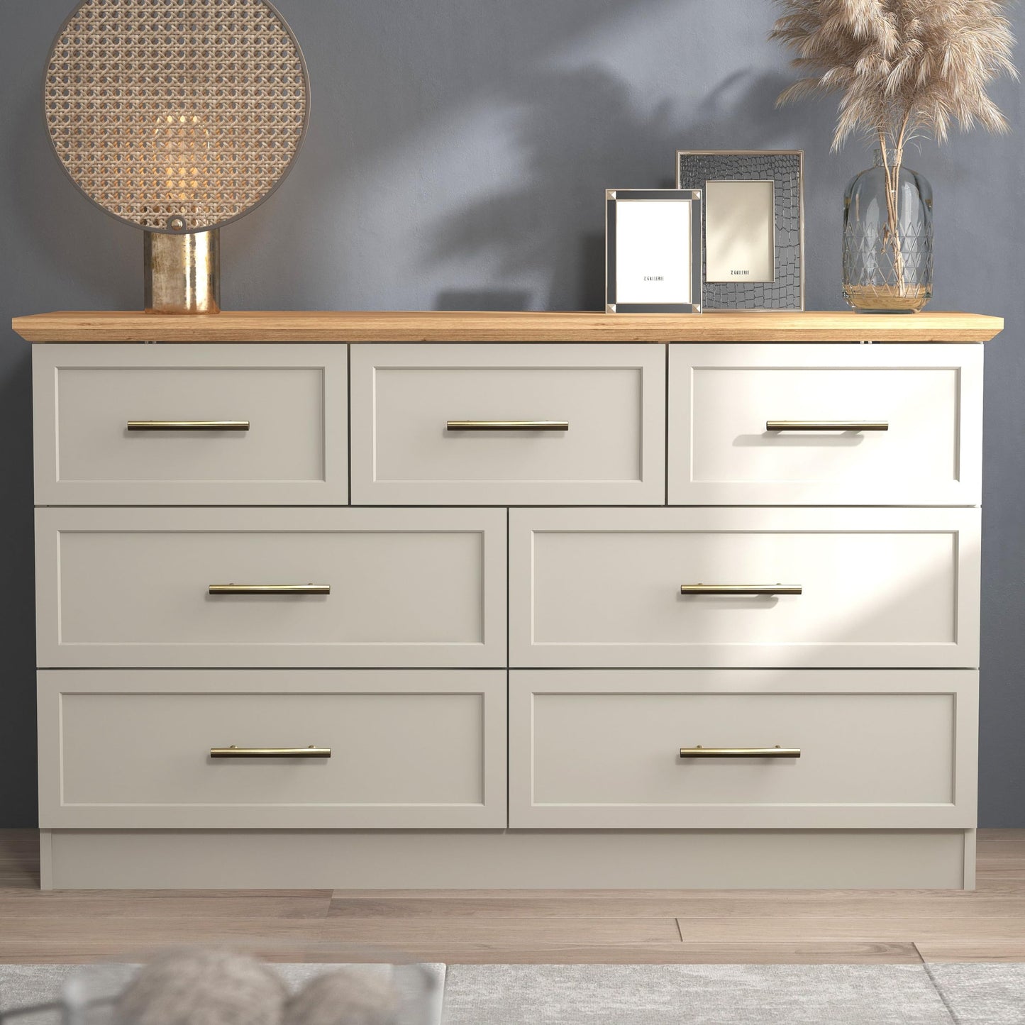 Galano Cleverton 4 Drawer Chest - Chest of Drawers with Storage for Bedroom - Closet Organizers and Storage Cabinet for Hallway, Entryway (Light Grey/Oak)