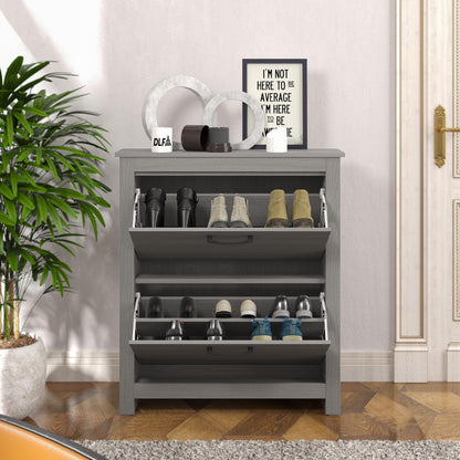 Galano Limestone Shoe Cabinet - 2 Door Folding Extendable Shoe Rack for Slim Storage Organiser in Hallway, Living Room or Entryway - ‎22 x 79 x 90.0 cm - White