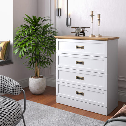 Galano Durban 4 Drawer Chest - Tall Drawer Chest with Storage for Bedroom - Chest of Drawers for Clothes - Organizers and Storage Cabinet for Hallway - Entryway or Living Room (Light Grey/Oak)