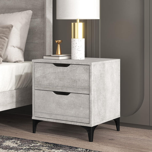 Galano Lilay 2 Drawer Nightstand, Bedside Table, Night Stand for Bedroom, End Table, Sofa Side Table for Living Room, 15.7" D x 18.9" W x 20.3" H, Dusty Grey Oak