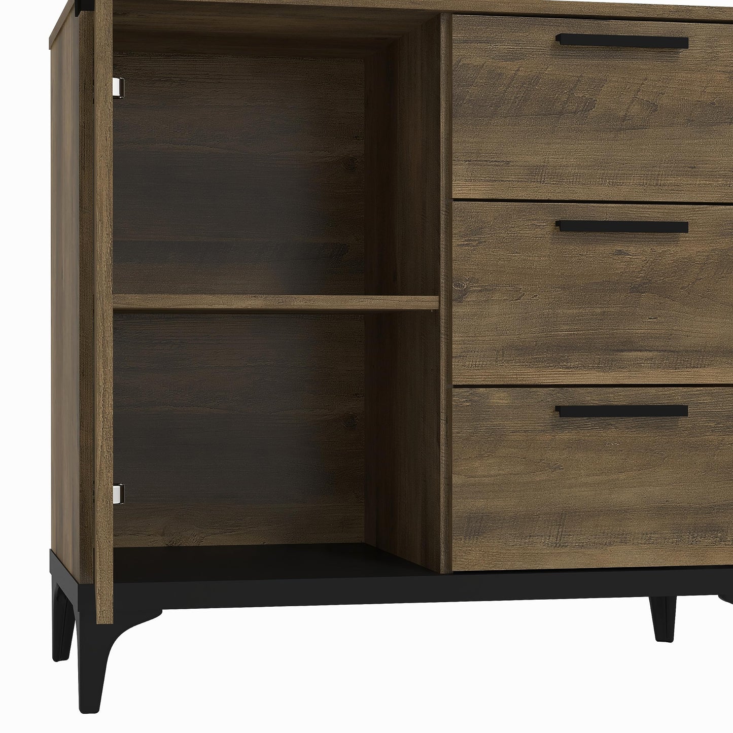 Galano Lawrence 1 Door 3 Drawer Sideboard - Cabinet Storage Organizer for Your Home - Storage Sideboard - Adjustable Shelves (Dusty Grey Oak)