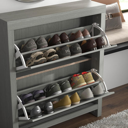 Galano Cubbot Shoe Cabinet – 2 Door Shoe Storage Cabinet – Shoe Racks Storage and Shoe Organiser for Hallway - Engineered Wood - 21.7 x 79.2 x 90.2cm - Dark Grey Oak