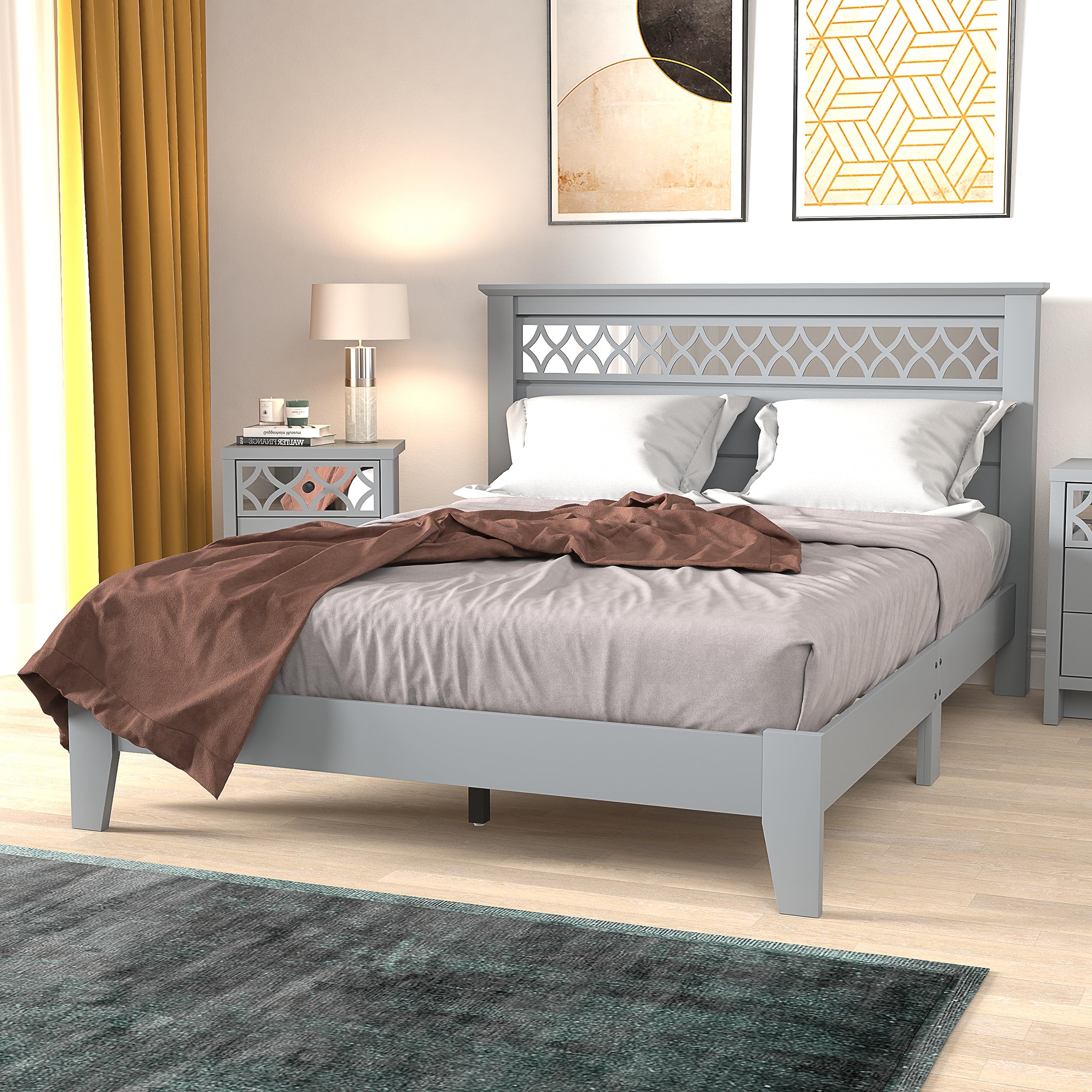 Sturdy bed frame with headboard online