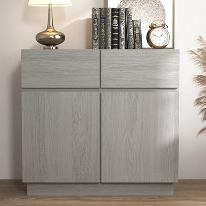 Galano Anderson 2 Door 2 Drawer Sideboard - Cabinet Storage Organizer for Your Home - Storage Sideboard - Adjustable Shelves (Cool Grey Oak)