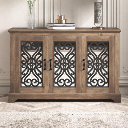 Galano Calidia 3 Door Sideboard Buffet Cabinet for Living Room, 15.7" D x 45.7" W x 29.3" H, Knotty Oak