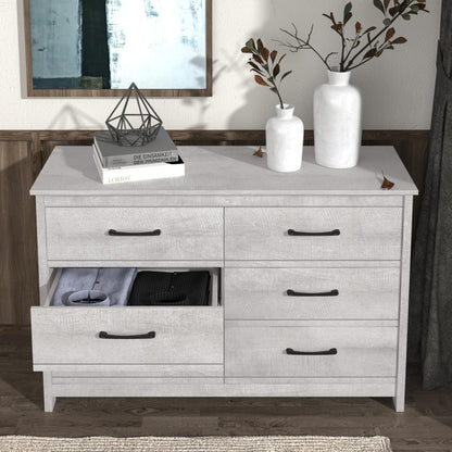 Galano Kellie Wooden 6 Drawer Dresser for Bedroom with Interlock, Modern Storage Chest Dresser for Nursery and Children, Wide Closer Organizer for Kids, 15.8" D x 47.2" W x 31.0" H, Dusty Grey Oak