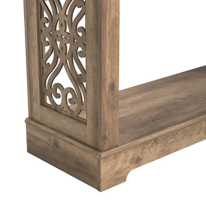 Galano Heron Mission Sofa Console Table, Bookshelf with Storage, Entryway Table, Living Room Tables, Side Table, End Table, Easy Assembly, 14.8" D x 42.1" W x 29.1" H, Knotty Oak