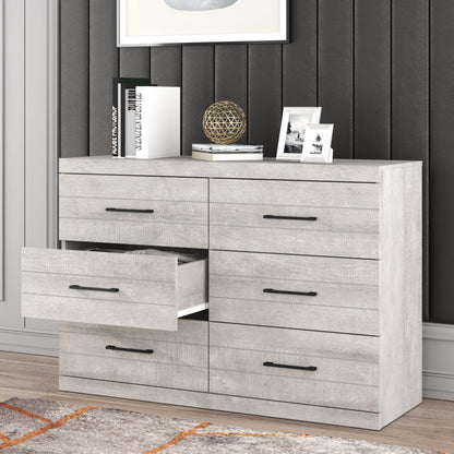 Galano Hamsper Wooden 6 Drawer Dresser Interlock for Bedroom, Wide Chest of Drawers for Children and Nursery, Closet Organizer Storage for Kids, 16.1" D x 46.5" W x 31.0" H, Dusty Grey Oak