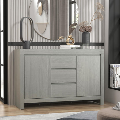 Galano Cubbot 2 Door 3 Drawer Sideboard - Storage Cabinet with 2 Doors and Drawers - Freestanding Cabinet for Living Room & Hallway - 35.3 x 116 x 76.5 cm - Dark Grey Oak