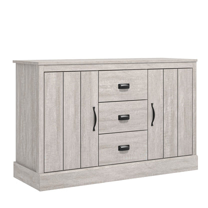 Galano Bristol 2 Door 3 Drawer Sideboard - Storage Cabinet - Organizer Console - 39.8D x 113W x 72.6H centimetres - Adjustable Shelves - Dusty Grey Oak