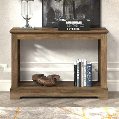 Galano Heron Mission Sofa Console Table, Bookshelf with Storage, Entryway Table, Living Room Tables, Side Table, End Table, Easy Assembly, 14.8" D x 42.1" W x 29.1" H, Knotty Oak