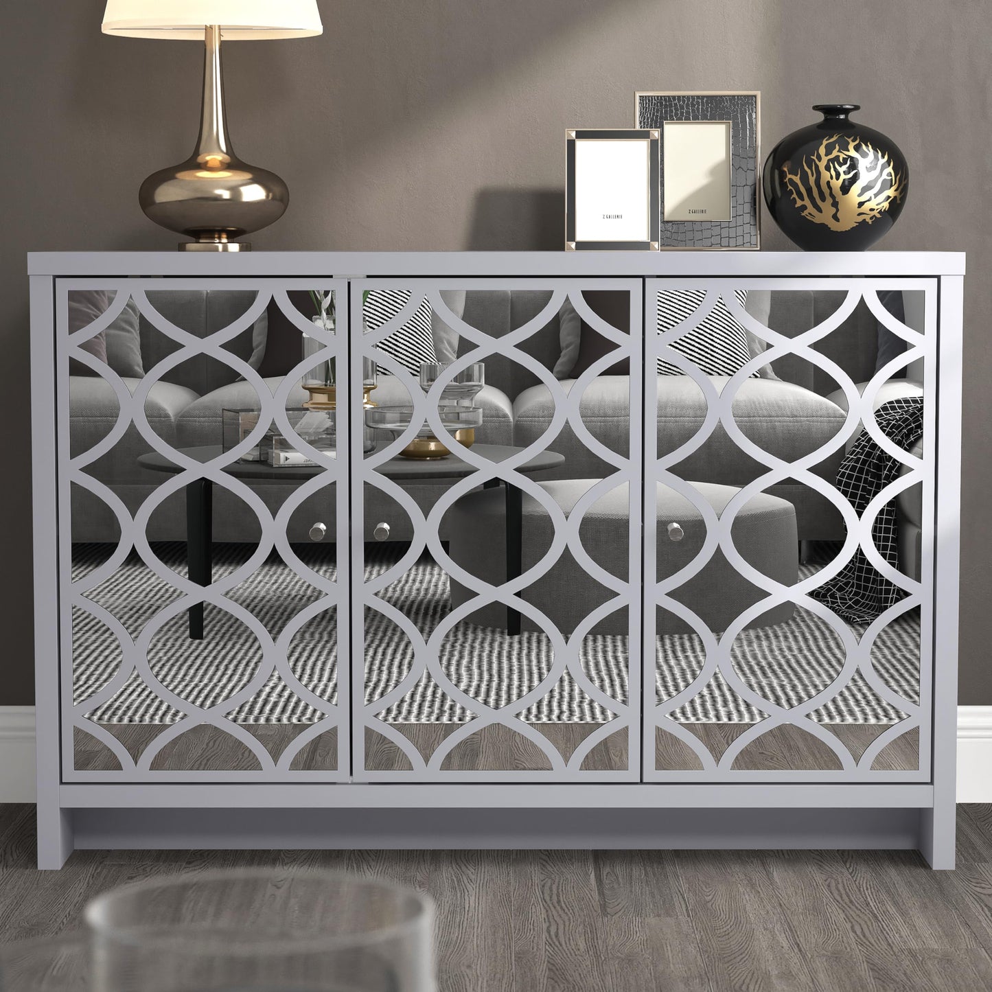 Galano Iris 3 Door Sideboard - Storage Drawer Cabinet for Living Room, Bedroom, or Kitchen - Grey