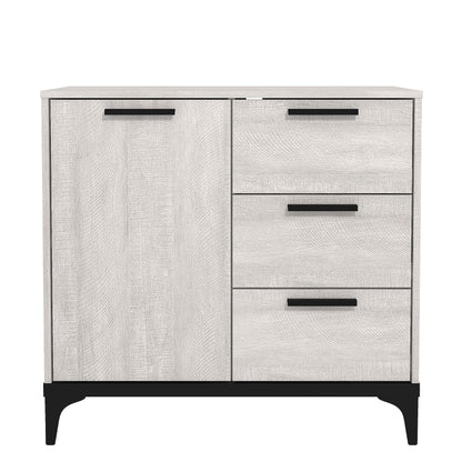 Galano Lawrence 1 Door 3 Drawer Sideboard - Cabinet Storage Organizer for Your Home - Storage Sideboard - Adjustable Shelves (Dusty Grey Oak)