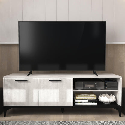 Galano Lawrence 2 Door TV Unit, Entertainment Centre for up to 65" TV, 140cm TV Unit with 2 Doors, TV Stand Cabinet for Living Room, Large Storage (Knotty Oak)