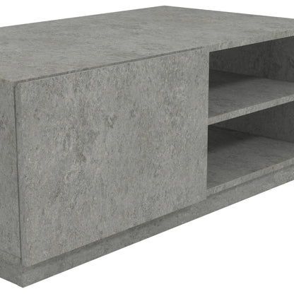 Galano paxton Coffee Table - 1 Drawer 2 Open Shelves Storage Unit - Rectangular Living Room Table with Storage (Paxton, Concrete)