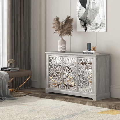 Galano Calidia 3 Door Sideboard Buffet Cabinet for Living Room, 15.7" D x 45.7" W x 29.3" H, Dusty Grey Oak