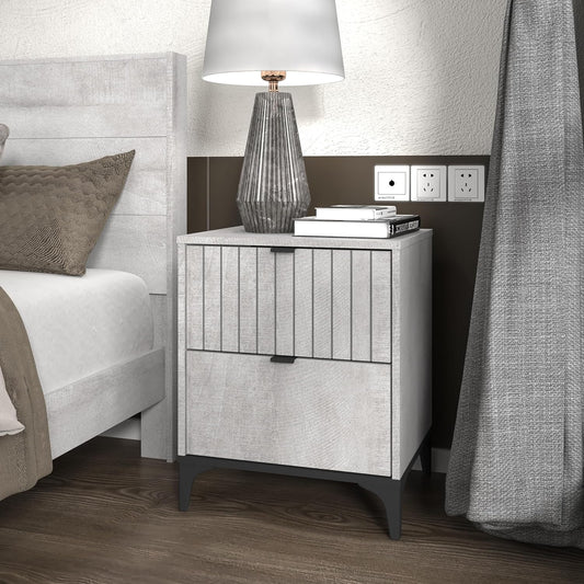 Galano Zaffy 2 Drawer Nightstand, Bedside Table, Night Stand for Bedroom, End Table, Sofa Side Table for Living Room, 15.7" D x 18.9" W x 20.3" H, Dusty Grey Oak