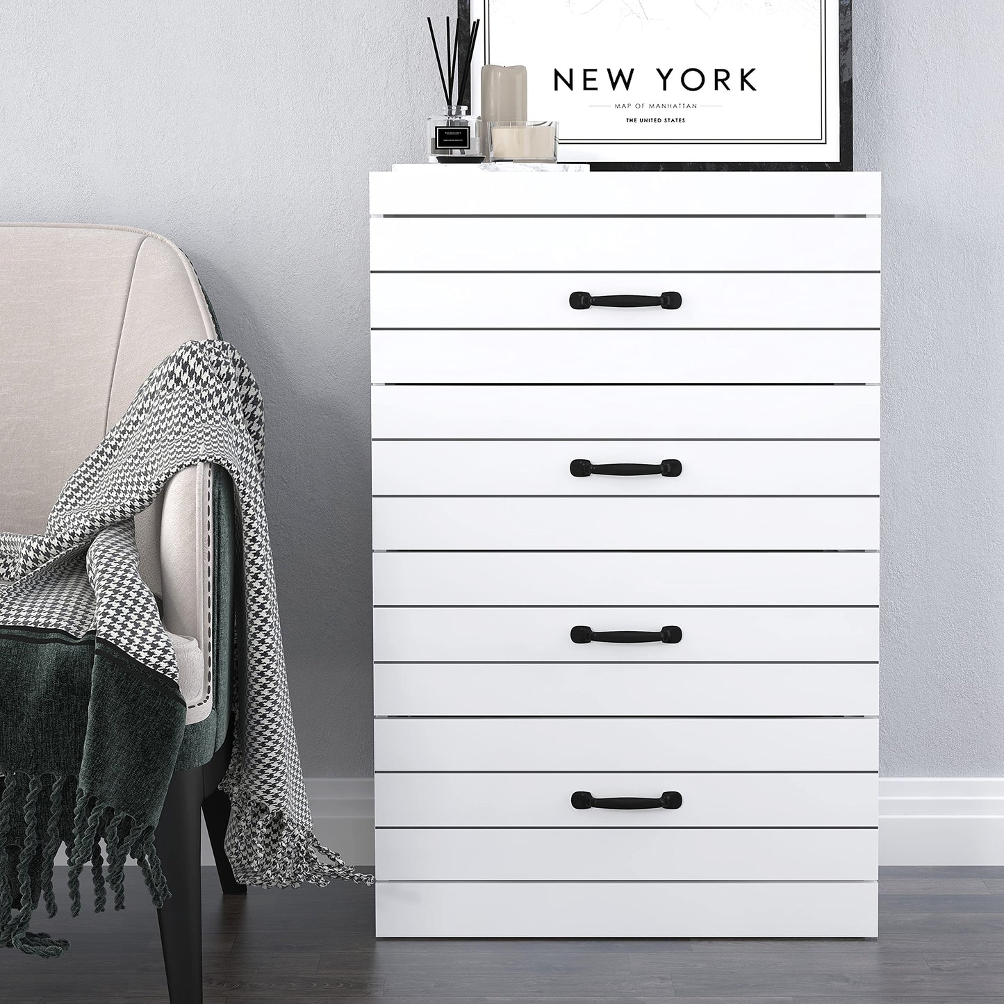 Galano Allington Dresser - 3 Drawer Chest - Small Side Table, End Table with Storage for Bedroom - Chest of Drawers for Clothes - Organizers for Hallway, Entryway, Living Room - White