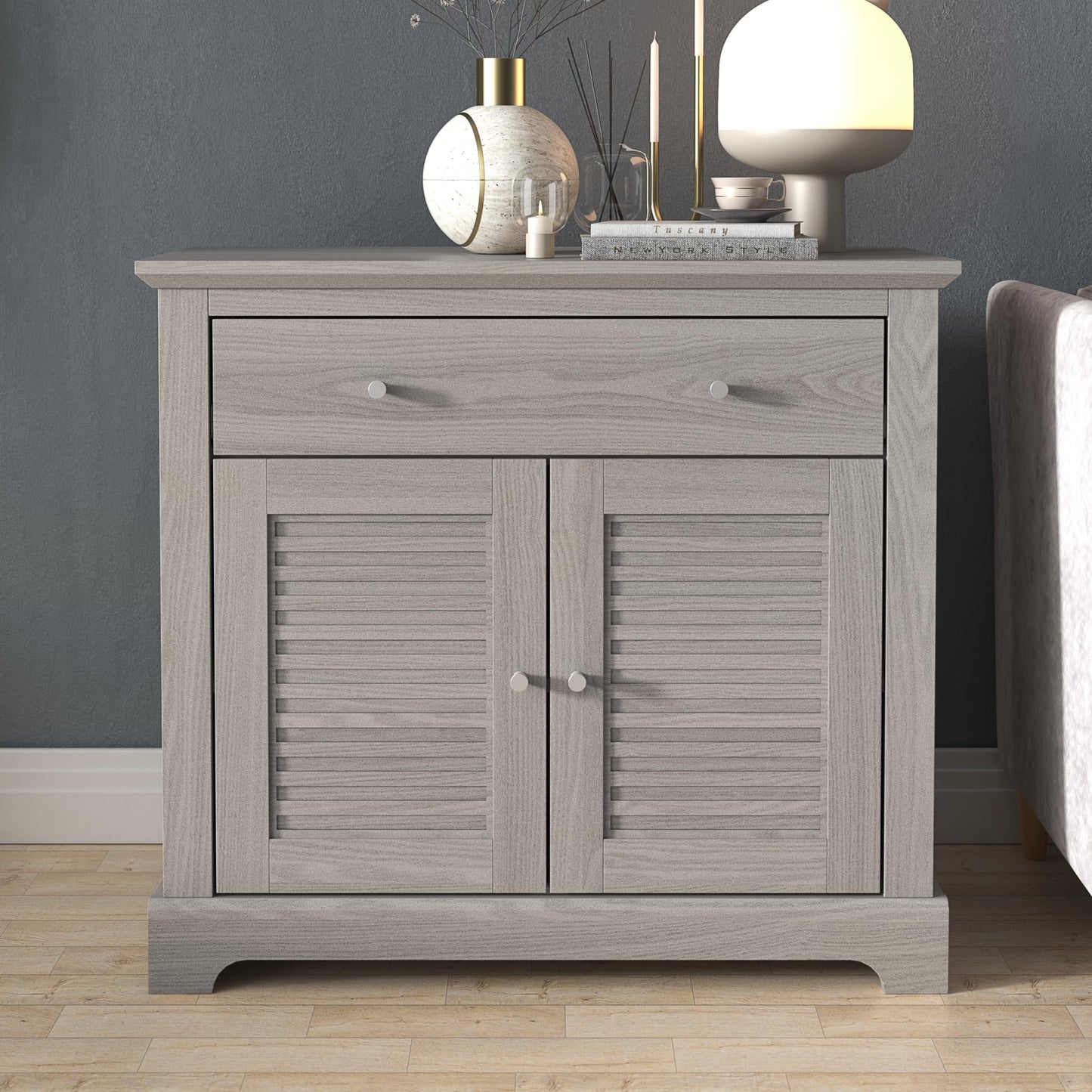 Galano Milan 3 Door 2 Drawer Sideboard - Cabinet Storage Organizer for Your Home - Storage Sideboard - Adjustable Shelves - Warm Grey Oak