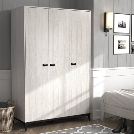 Galano Lawrence 3 Door Wardrobe - Stylish & Sturdy 3 Door Wardrobe - Bedroom Furniture Unit with Hanging Rail Storage - ‎W116.6 x D51.3 x H180.5 cm - Dusty Grey Oak