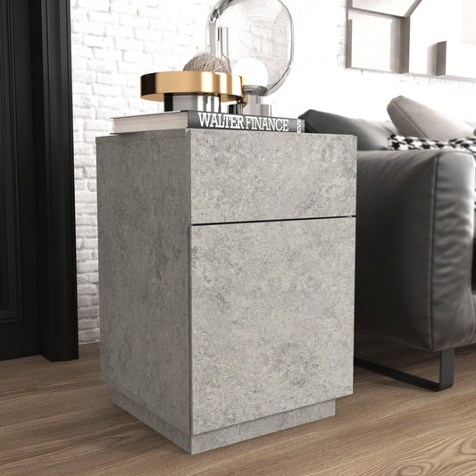 Galano Paxton Bedside Table - Stylish Slim Side Table with Storage - Bedroom Furniture - Storage Cabinet for Hallway Entryway or Bedroom- (Paxton, Concrete)