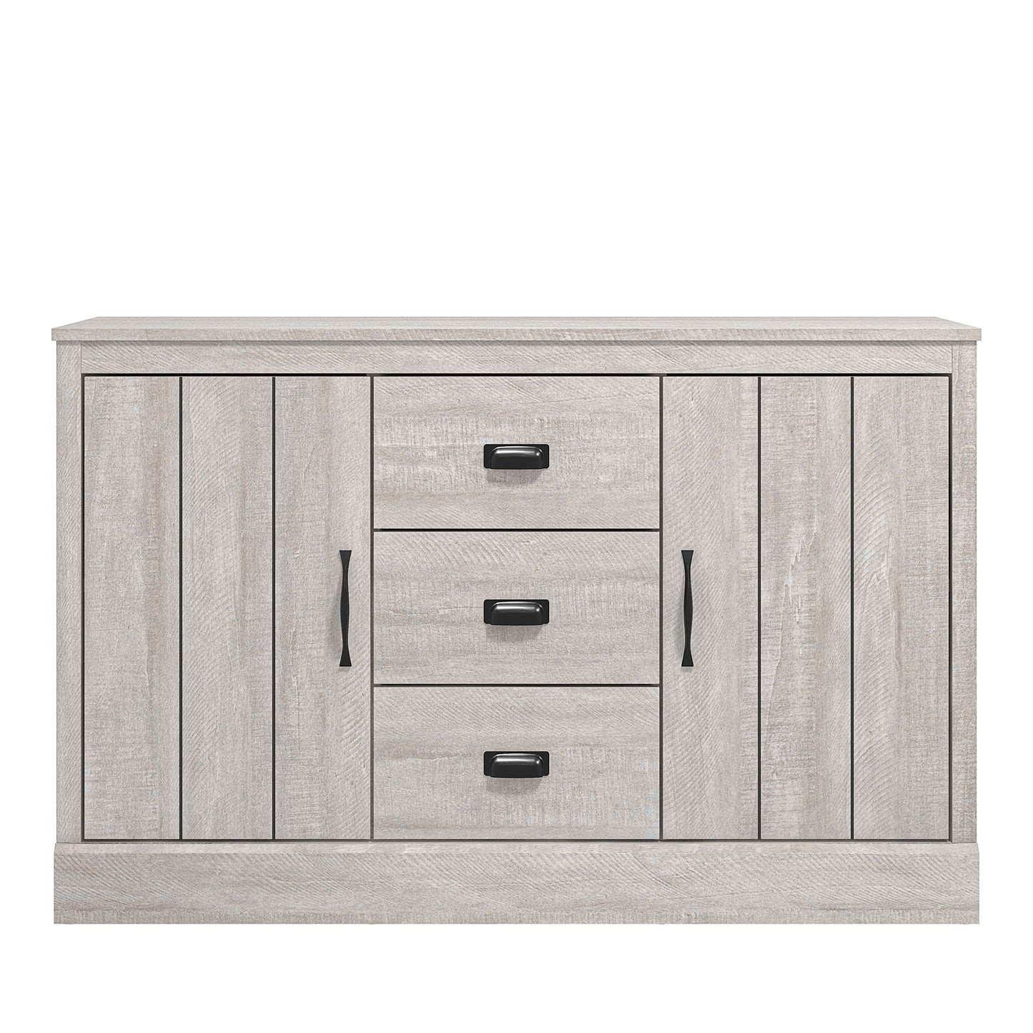 Galano Bristol 2 Door 3 Drawer Sideboard - Storage Cabinet - Organizer Console - 39.8D x 113W x 72.6H centimetres - Adjustable Shelves - Dusty Grey Oak