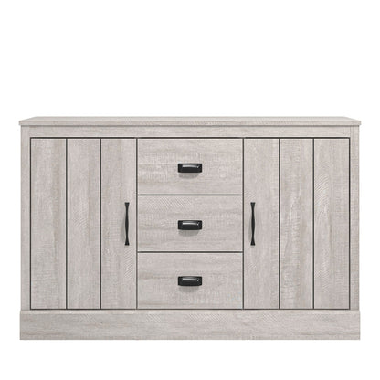 Galano Bristol 2 Door 3 Drawer Sideboard - Storage Cabinet - Organizer Console - 39.8D x 113W x 72.6H centimetres - Adjustable Shelves - Dusty Grey Oak