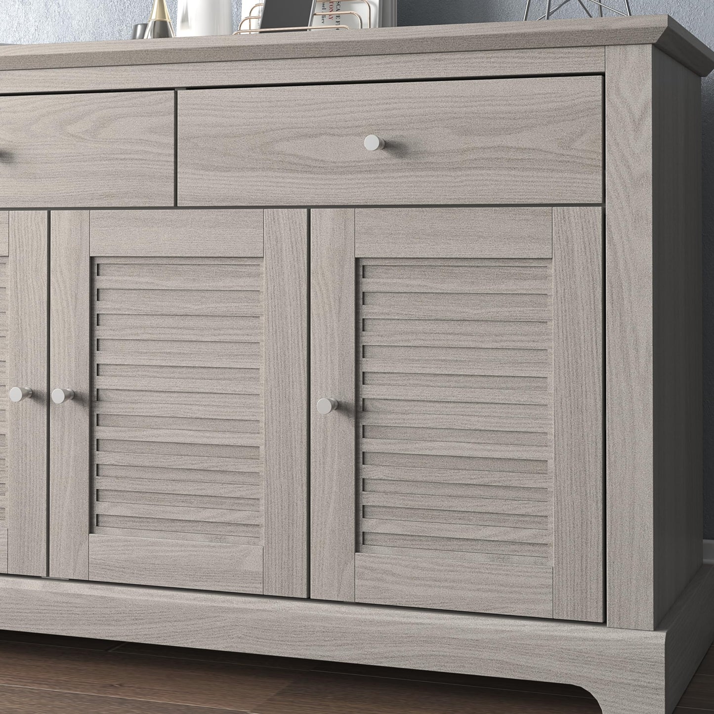 Galano Milan 3 Door 2 Drawer Sideboard - Cabinet Storage Organizer for Your Home - Storage Sideboard - Adjustable Shelves - Warm Grey Oak