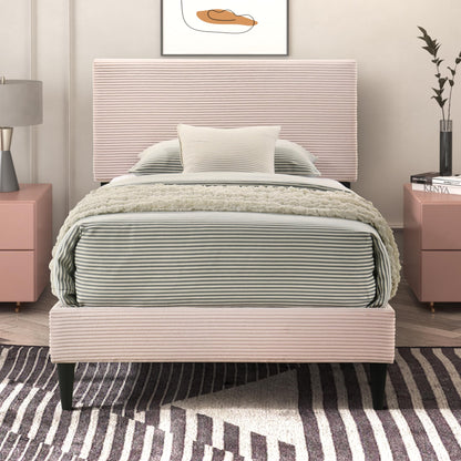 Galano Bayson Brooklyn Queen Size Bed Frame with Fabric Headboard, Heavy Duty Mattress Foundation, No Box Spring Needed, 64.17" D x 83.46" W x 43.11" H, Grey