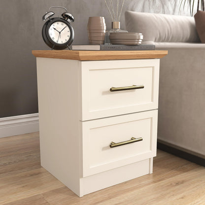 Galano Cleverton 2 Drawer Bedside Table - Stylish Side Table with Storage - Nightstands Bedroom Furniture - Organizers & Storage Cabinet for Hallway, Entryway or Livingrom (Light Grey/Oak)