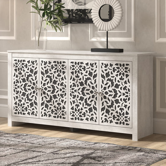 Galano Culbreath Sideboard-Buffetschrank mit 4 Türen, mit Stauraum und verstellbaren Regalen, Aufbewahrungsschrank für Küche, Esszimmer, Wohnzimmer, 15,67" T x 57,64" B x 30" H, staubgraue Eiche