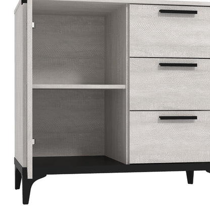 Galano Lawrence 1 Door 3 Drawer Sideboard - Cabinet Storage Organizer for Your Home - Storage Sideboard - Adjustable Shelves (Dusty Grey Oak)