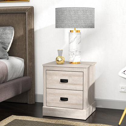 Galano Bristol 2 Drawer Bedside Table - Small Side Table, Organizers and Storage Cabinet for Hallway, Entryway or Bedroom Storage - W47.0 x D40.0 x H54.0cm -Dusty Grey Oak