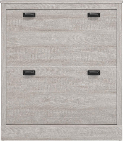 Galano Bristol Shoe Cabinet – 2 Door Storage Cabinet – Shoe Rack for Entryway - 22.2D x 79.2W x 90.6H centimetres - Foldable Doors - Dusty Grey Oak