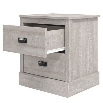 Galano Bristol 2 Drawer Bedside Table - Small Side Table, Organizers and Storage Cabinet for Hallway, Entryway or Bedroom Storage - W47.0 x D40.0 x H54.0cm -Dusty Grey Oak