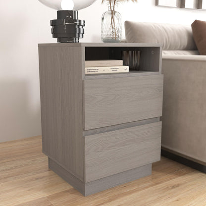 Galano Anderson 2 Drawer Side Table with Shelf - Storage Cabinet for Hallway - Entryway - Foyer - Living Room - Bedroom - Space Saving (Cool Grey Oak)